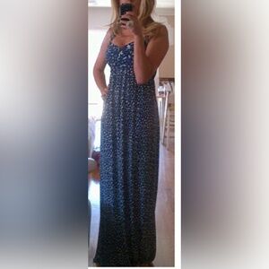 Max Studio Blue and White Maxi Sundress